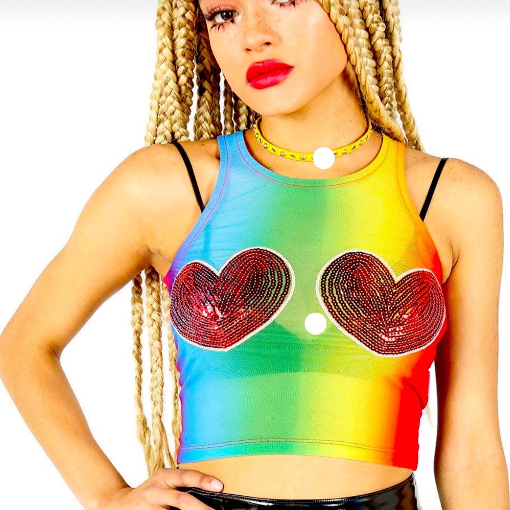 Iron Fist Somewhere Rainbow Crop Tank Top Women Color Multi Size M